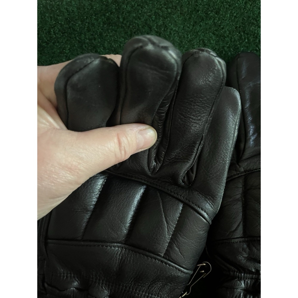 Aris Softan Leather Ski Gloves Mens Small Brown Cotton Fleece Lined Vintage - Picture 10 of 15
